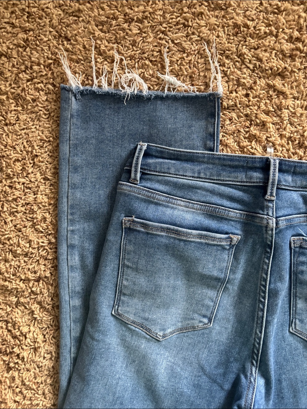 Risen Straight-Leg Raw Hem Jeans